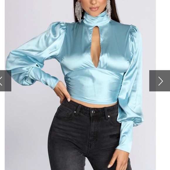 ❤️ SATIN MOCK NECK BLOUSE❤️ - Picture 2 of 2